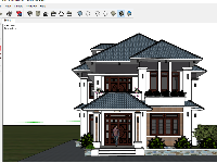 Model Sketchup 2017 biệt thự 2 tầng 10x20m